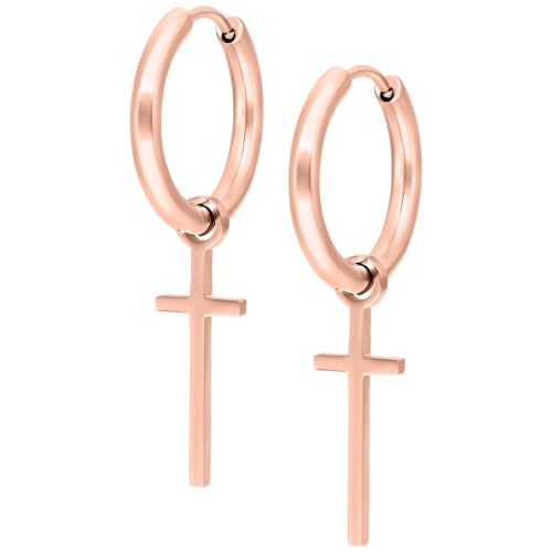 Little Cross Hoops - Rosegold