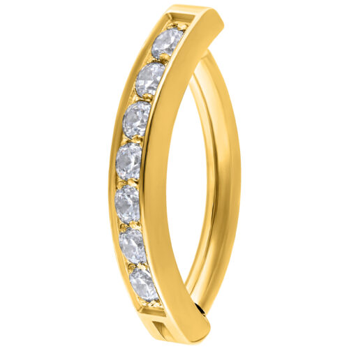 Crystal Belly Arch Clicker - Golden Metal