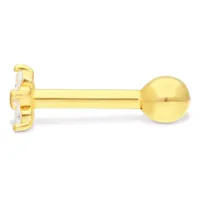 18k Earbarbell Three Crystals