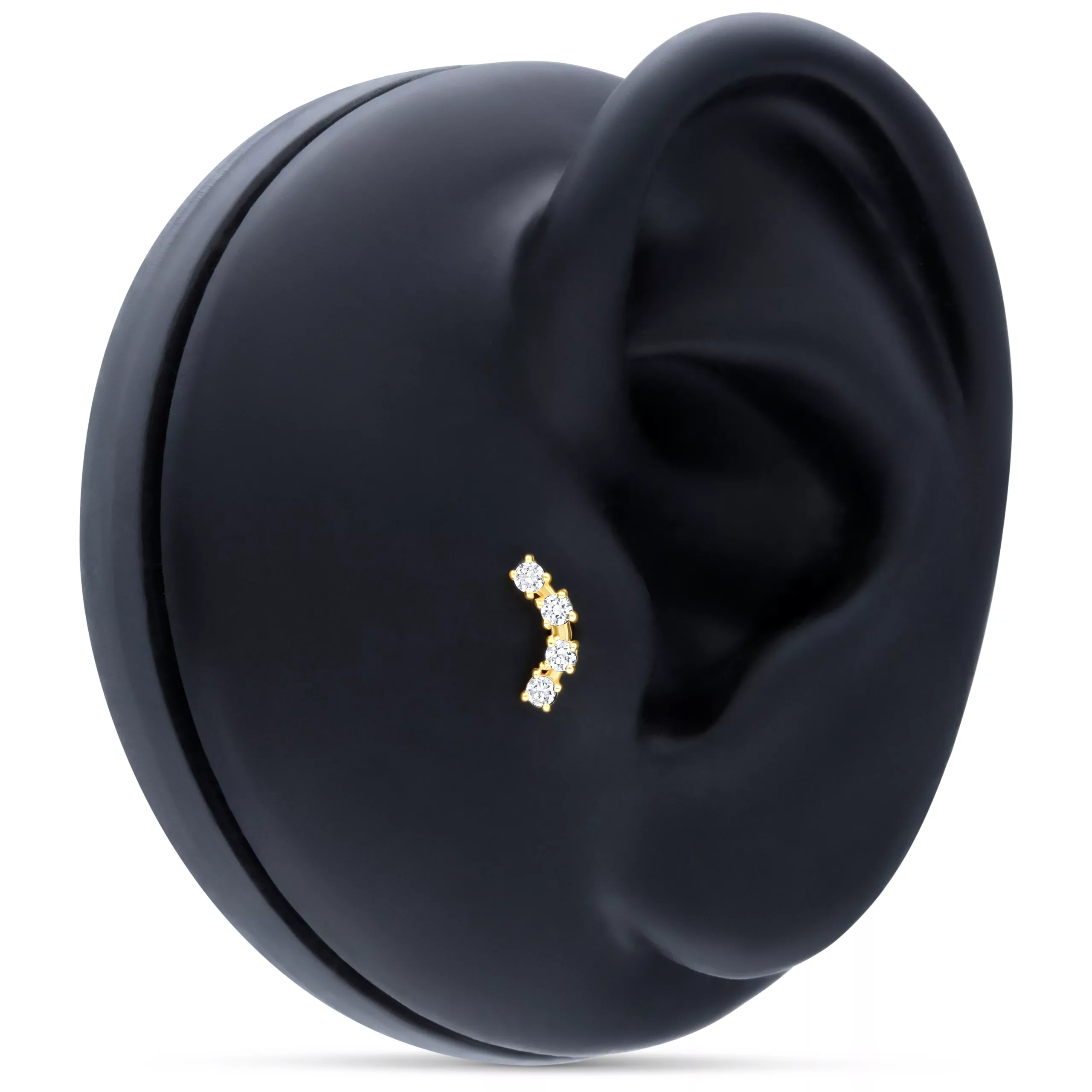 18k Earbarbell Four Crystals 18k Earbarbell Four Crystals