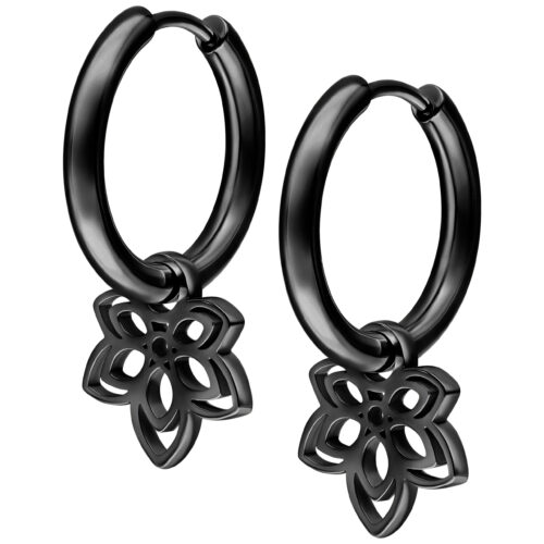 Little Flower Hoops - Black Metal