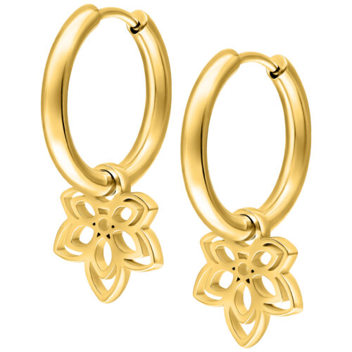 Little Flower Hoops - Golden Metal