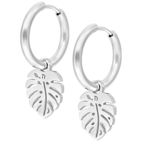 Little Monstera Leaf Hoops