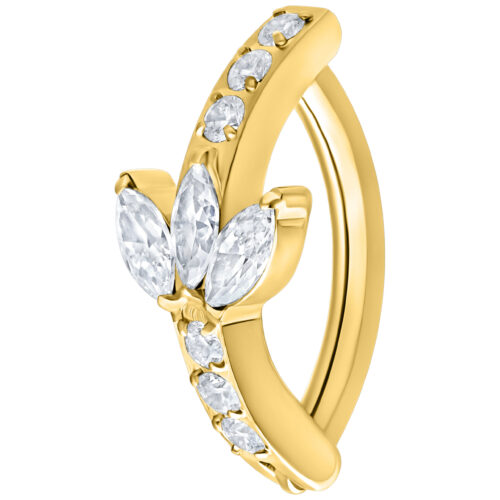 Lotus Crystal Belly Arch Clicker - Golden Metal