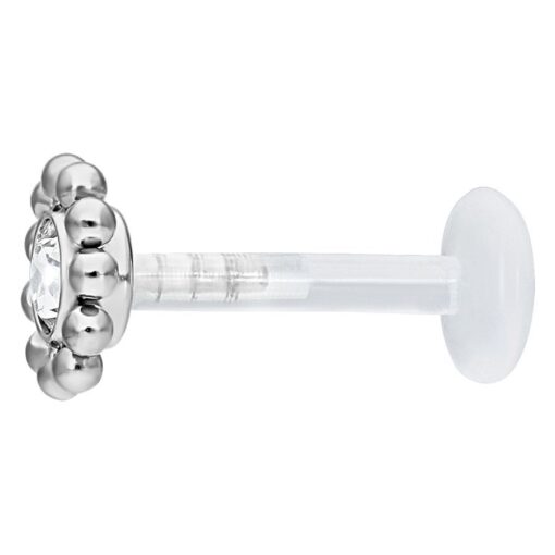 Crystal Flower Push-Fit Labret