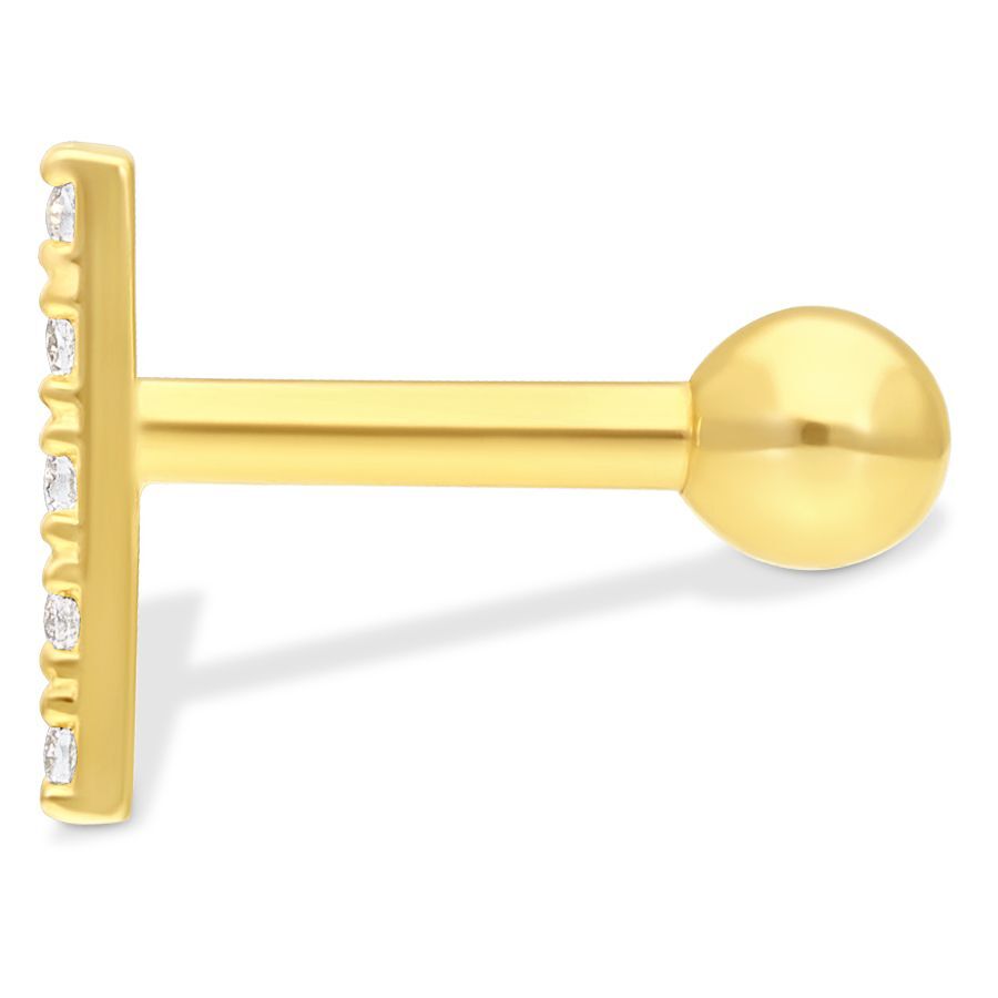18k Earbarbell Line of Five Crystals