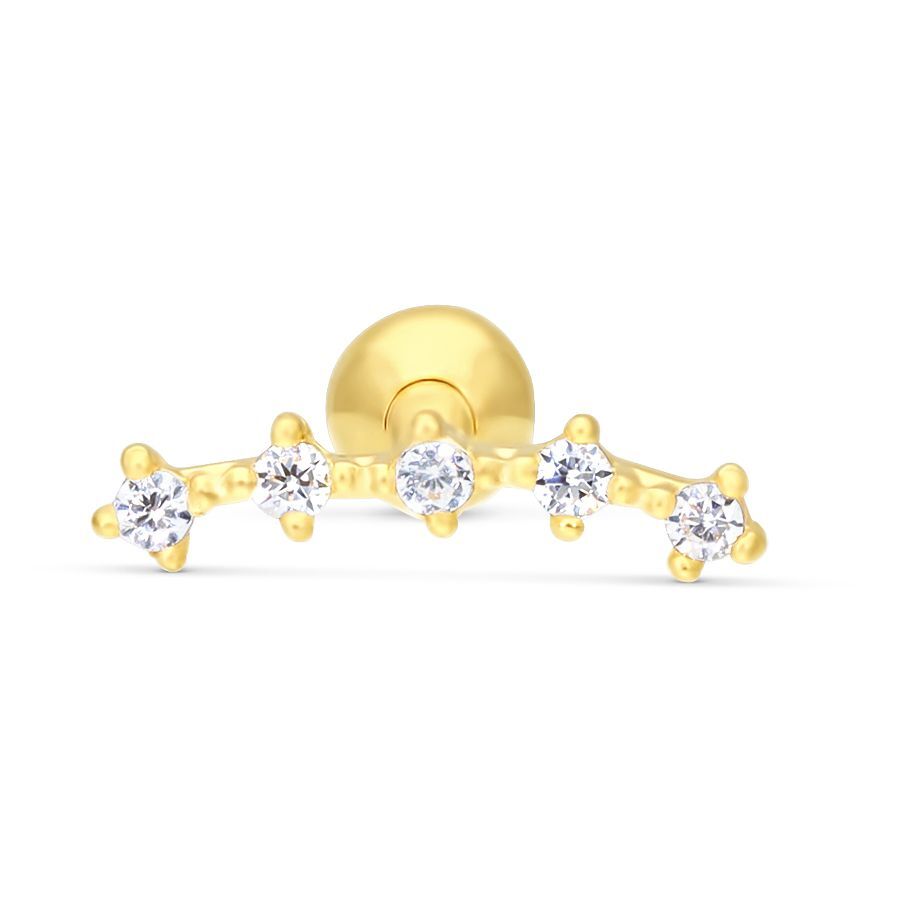 18k Earbarbell Five Crystals