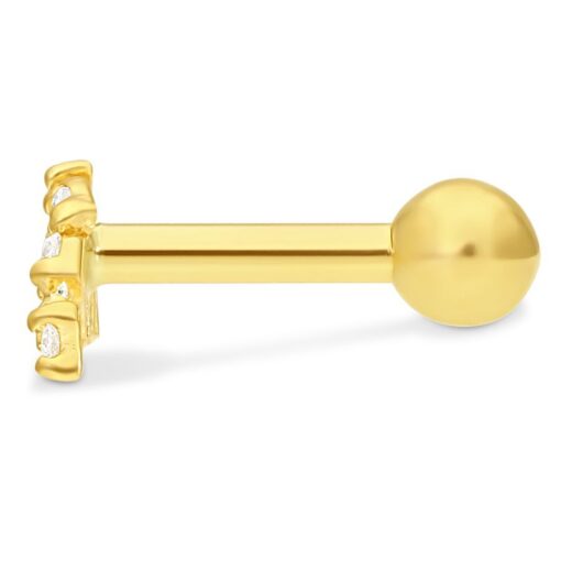 18k Earbarbell Four Crystals