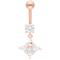 Roségoldenes Polarstar Bananabell mit funkelnden Kristallen auf weißem Hintergrund