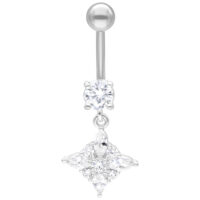 Silbernes Bananabell mit klaren Kristallen auf weißem Hintergrund