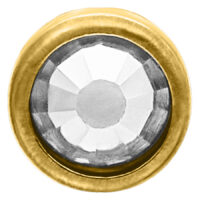 Goldfarbener Titan-Nasenstecker mit klarem Kristall auf weißem Hintergrund