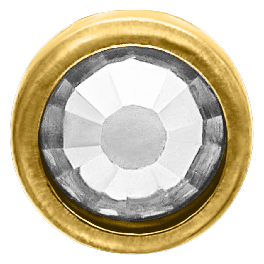 Goldfarbener Titan-Nasenstecker mit klarem Kristall auf weißem Hintergrund