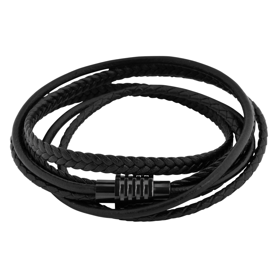 Black Trio Braided Leather Bracelet Black Trio Braided Leather Bracelet
