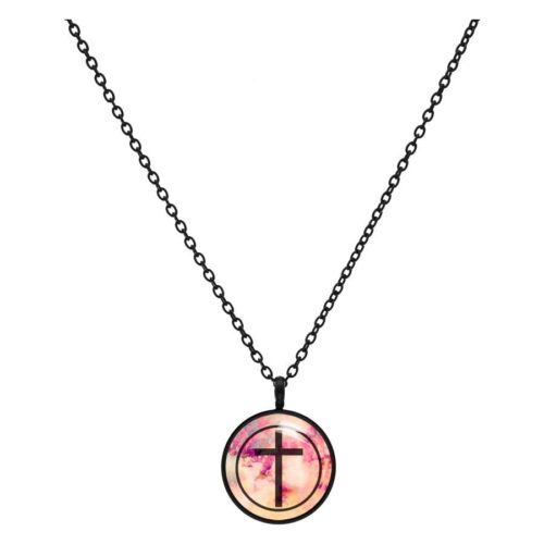 Cross Black Pink Necklace