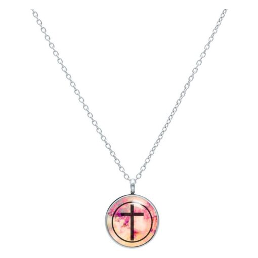 Cross Black Pink Necklace