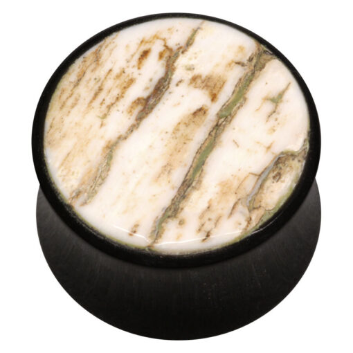 Fossilized Mammoth Ivory Inlay Buffalo Horn Plug