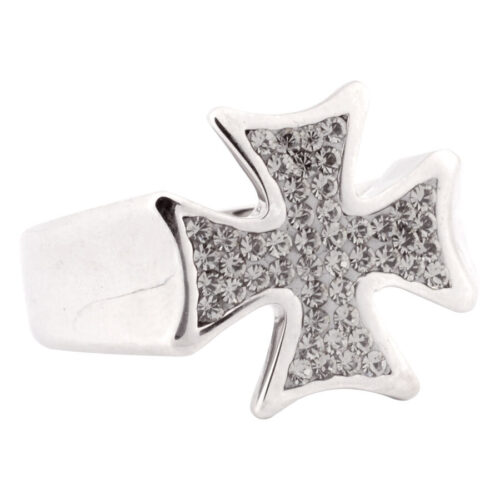 Steel Basicline® Casting Mulit Jewelled Iron Cross Ring
