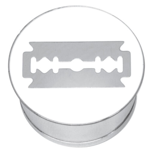 Steel Basicline® Single Flared Impression Plug "Razor Blade on White"