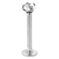 Steel Basicline® Internally Threaded Jewelled Labret Square Stone