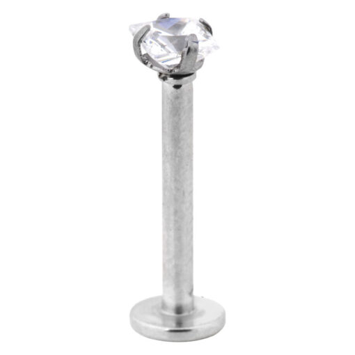 Steel Basicline® Internally Threaded Jewelled Labret Square Stone