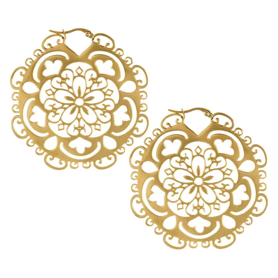 Steel Zirconline® Flower Hoop Gold