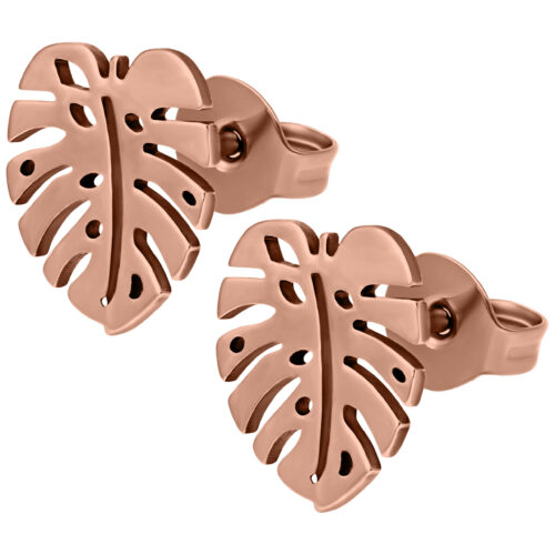 Monstera Earstuds Pair - Rosegold