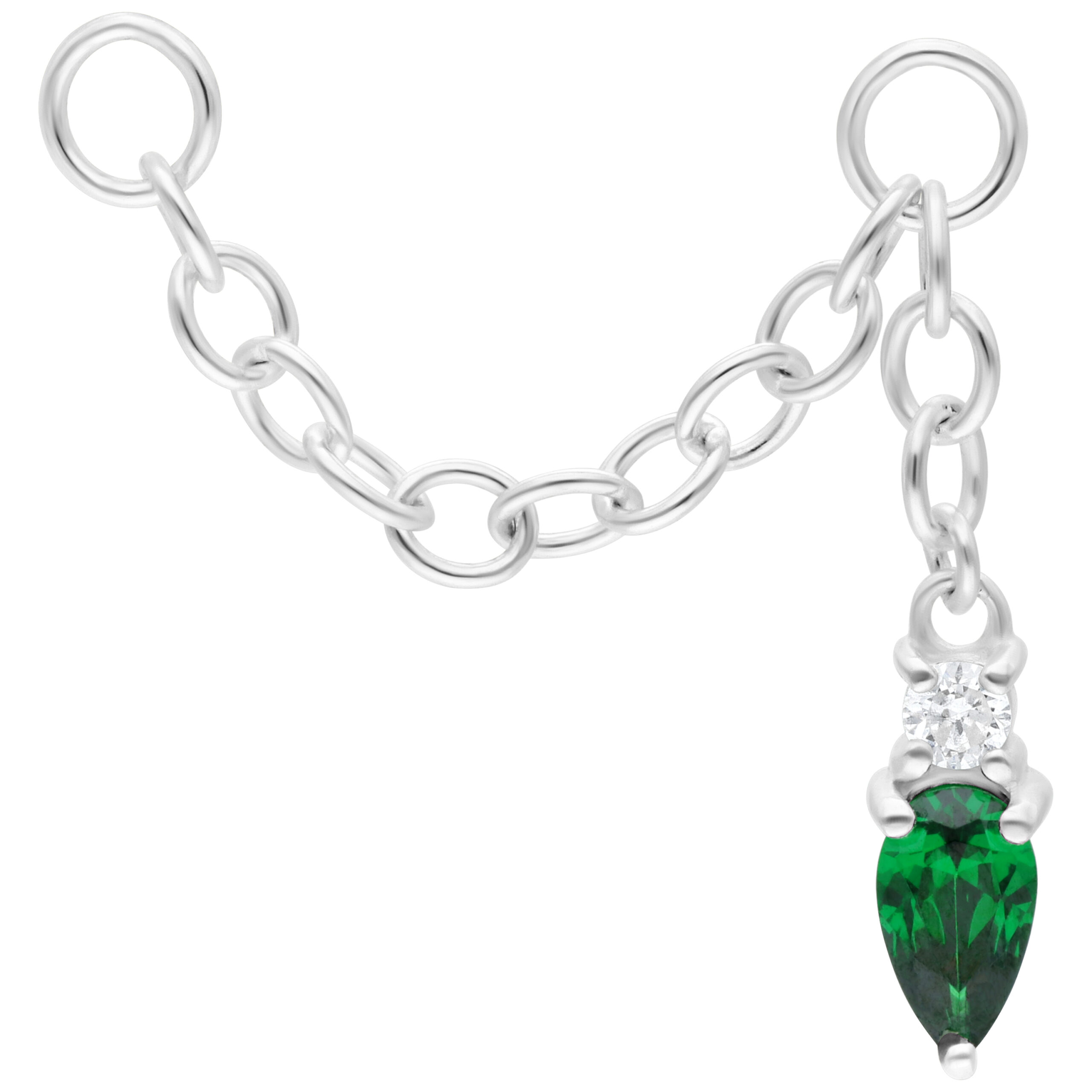 Dangling Emerald Crystal Piercing Connection Chain Dangling Emerald Crystal Piercing Connection Chain