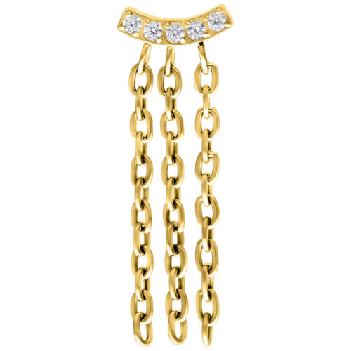 Push Fit Crystal Bar Chain Attachment - Golden Metal