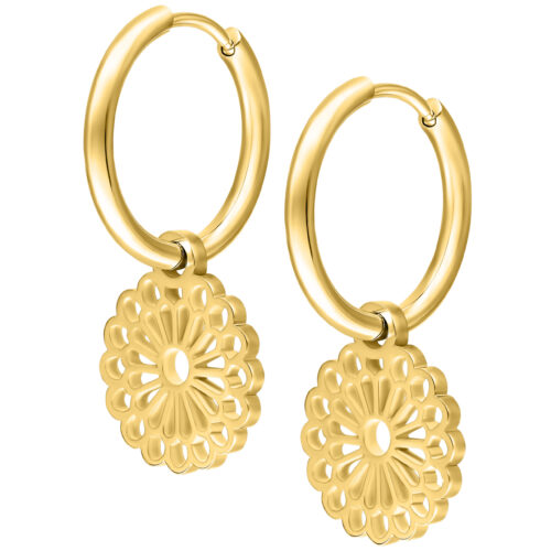 Little Mandala Hoops - Golden Metal