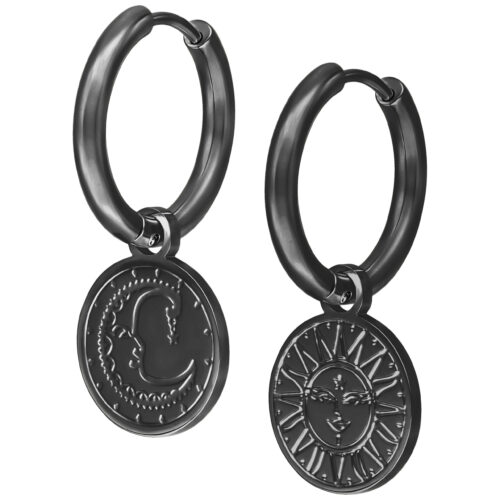 Little Sun Moon Hoops - Black Metal