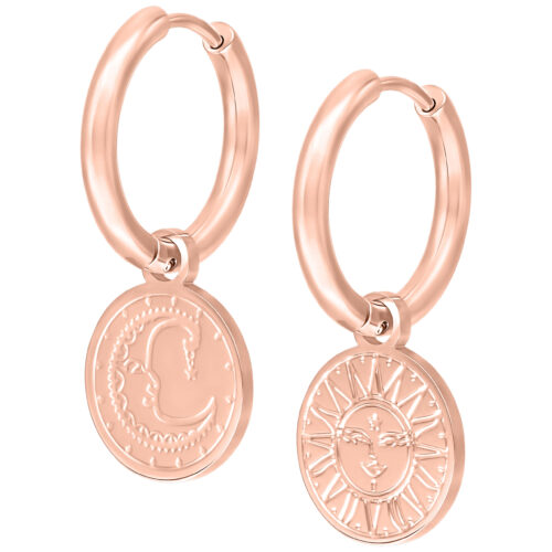 Little Sun Moon Hoops - Rosegold