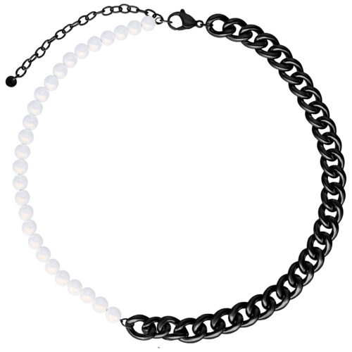 Chunky Pearl Kette - Black Metal