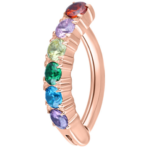 Rainbow Crystal Belly Arch Clicker - Rosegold