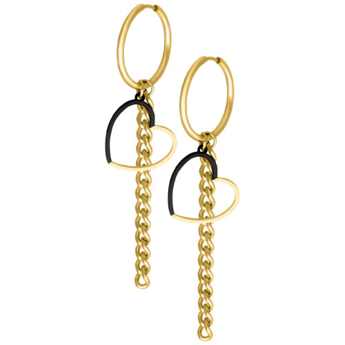 2 Coloured Heart Hoops - Golden Metal