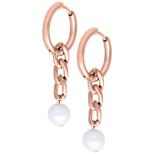 Little Chunky Pearl Hoops - Rosegold