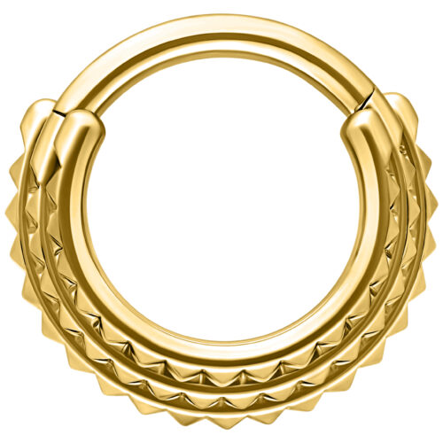 Triple Spike Hinged Septum Clicker - Golden Metal