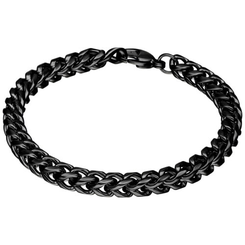 Braided Square Armband - Black Metal