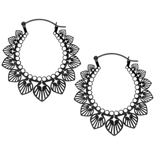 Sunflower Bubble Hoops Pairs - Black Metal