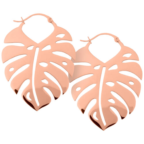 Monstera Leaf Hoops - Rosegold