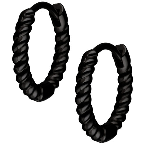 Twisted Little Hoops Pairs 10 mm - Black Metal