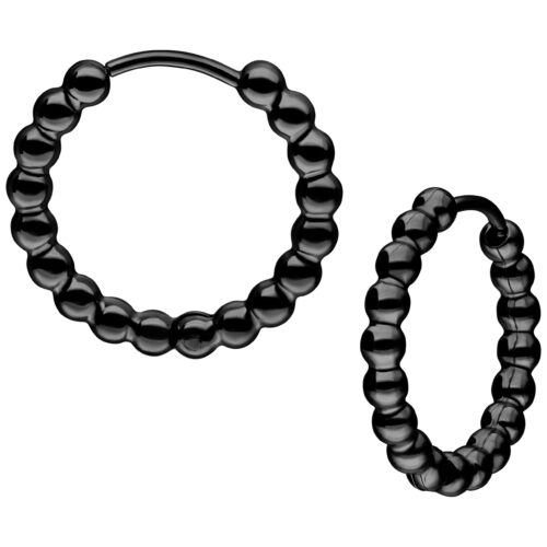 Little Basic Bubble Hoops Pairs 12 mm - Black Metal