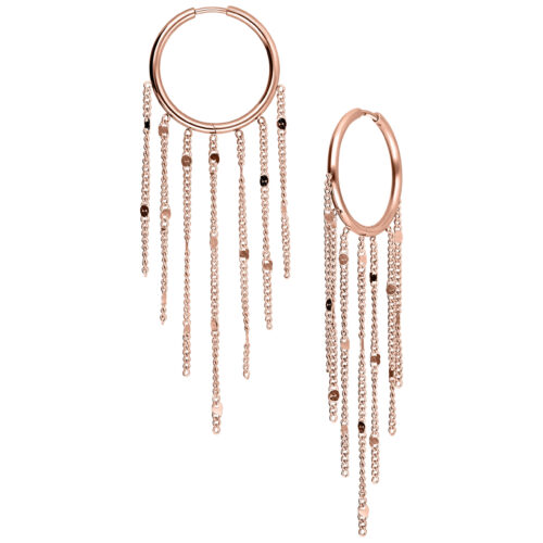 Tassle Hoops Pairs - Rosegold