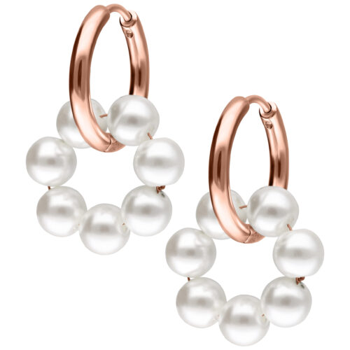 Little Pearl Circle Hoops - Rosegold