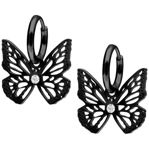 Little Butterfly Hoops - Black Metal