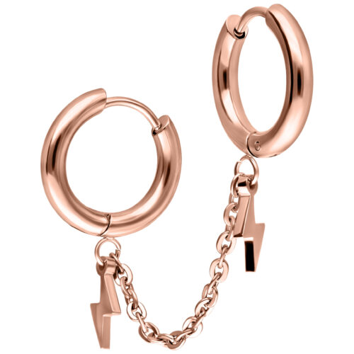 Double Huggie Connected Flash Hoops - Rosegold