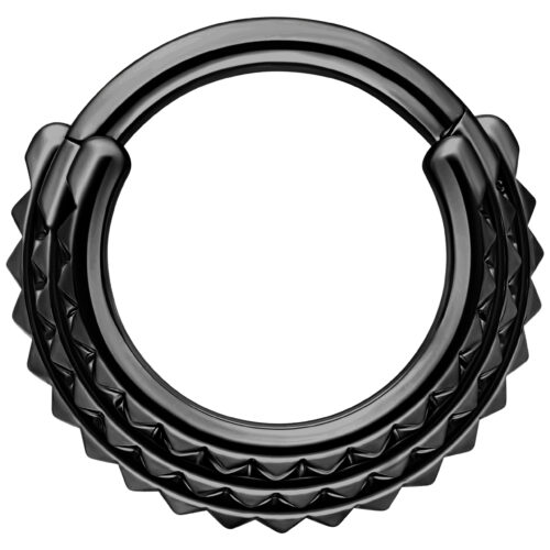 Triple Spike Hinged Septum Clicker - Black Metal