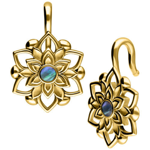 Silver Flower Earweights - Golden Metal