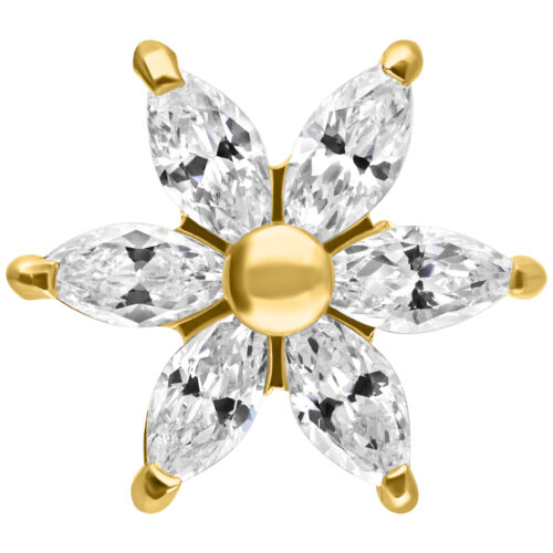 Hibiscus Flower Attachment for Internally Threaded - Golden Metal