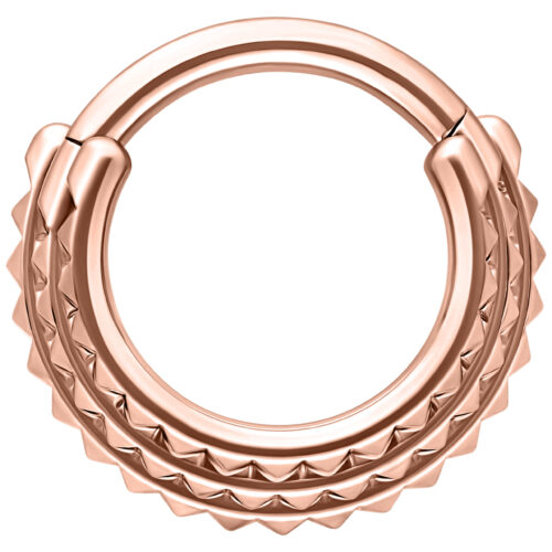 Triple Spike Hinged Septum Clicker - Rosegold