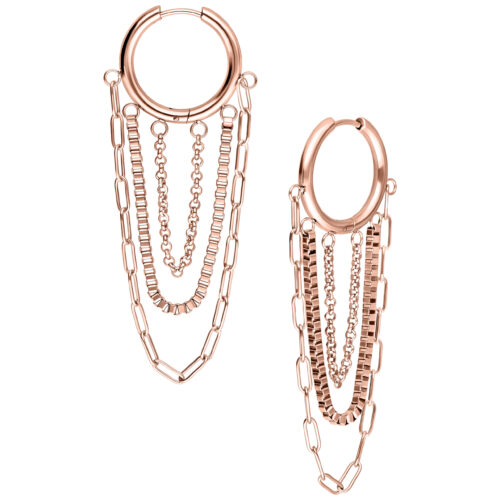 Multilayer Chain Hoops Pair - Rosegold